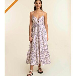 Frnch Nadege cotton purple floral maxi dress size Medium